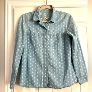 Madewell Denim L/S woven with white ditsy floral print- size S